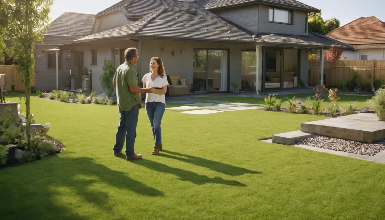 A homeowner talking with a local concrete provider about a patio plan